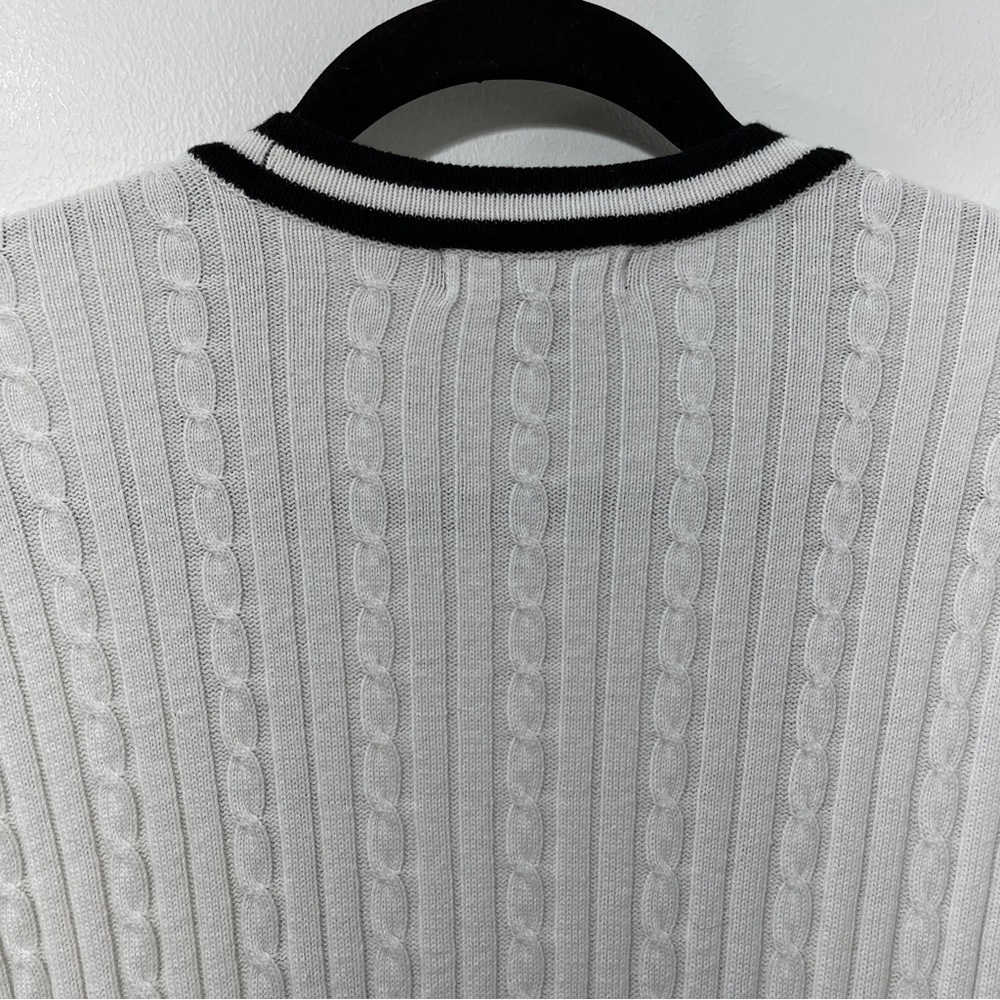 Light Academia Old Money Quiet Luxury Preppy Chaps Cable-Knit Cardigan [size L] - Picture 10 of 11